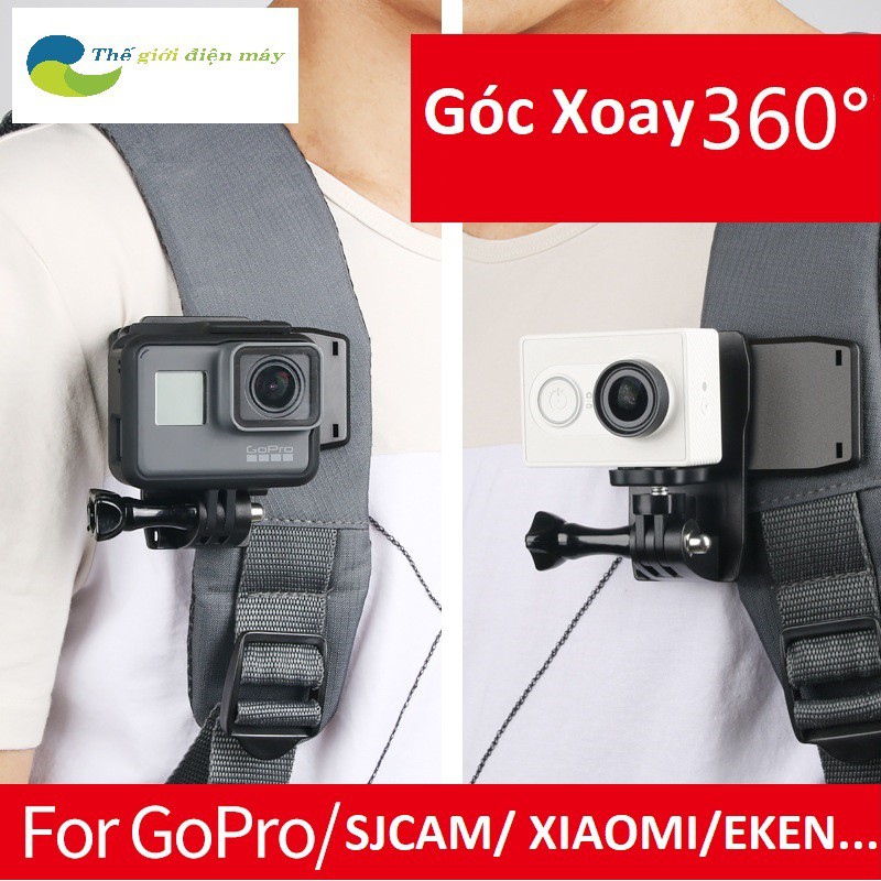 Bộ kẹp balo quay phim cho các loại camera hành trình, hành động Gopro, eken,sjcam,xiaomi, điện thoại, vô cùng chắc chắn