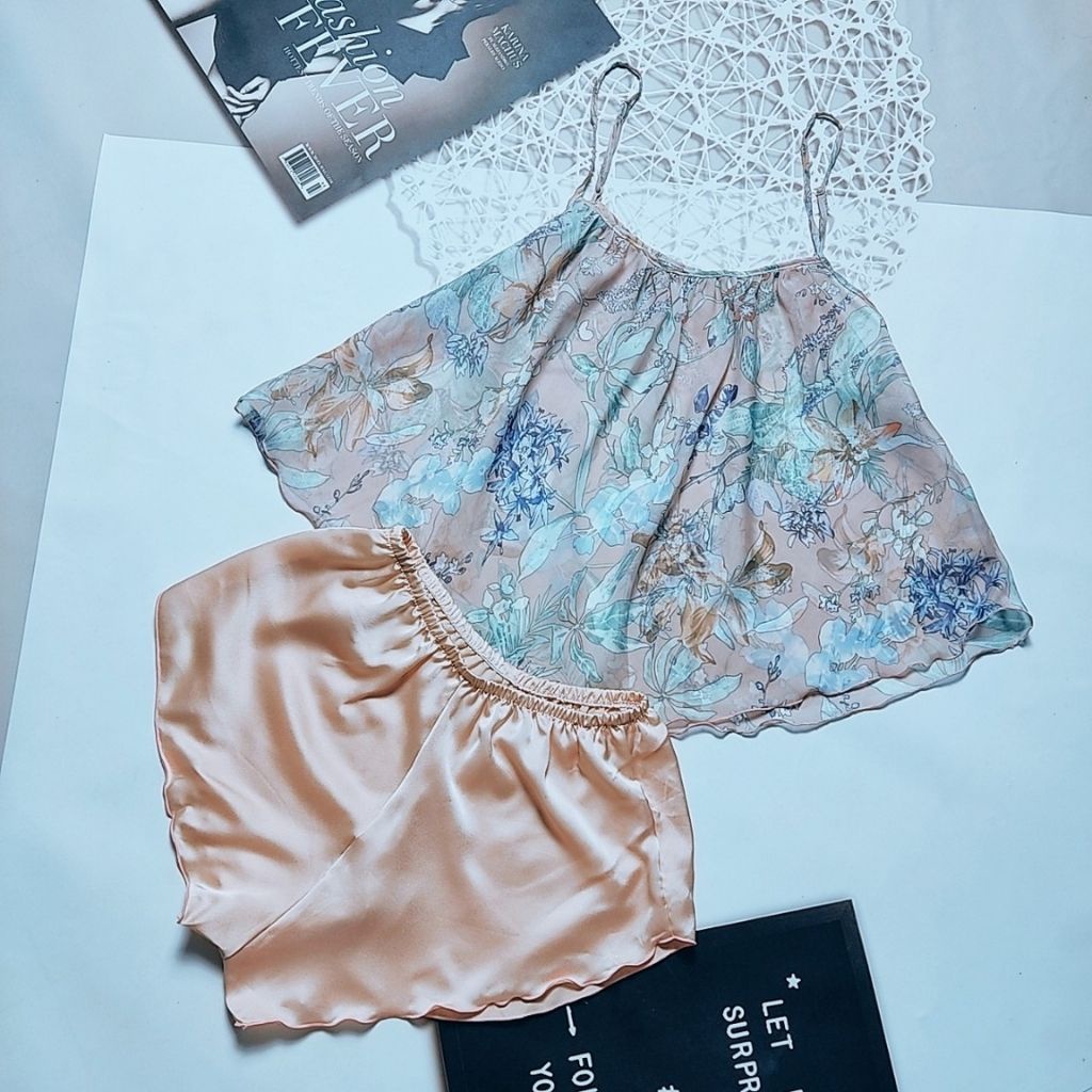 Đồ ngủ nữ❣️FREE SHIP❣️Đồ ngủ sexy lụa Chiffon phối Satin cao cấp mềm mại xinh xắn | BigBuy360 - bigbuy360.vn