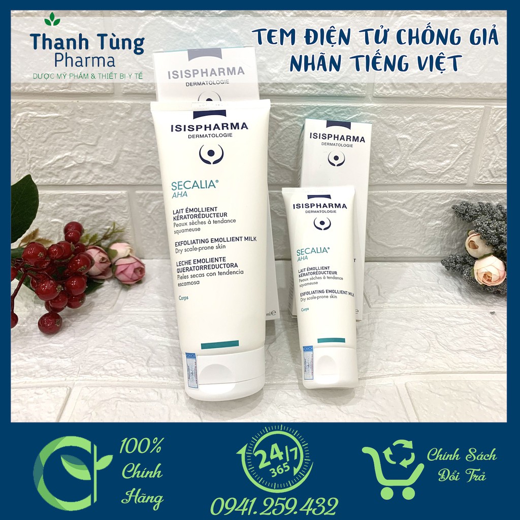 ISIS PHARMA SECALIA AHA ✅[CHÍNH HÃNG] ✅ KEM DƯỠNG ẨM CHO DA KHÔ VÀ RẤT KHÔ, DA DÀY SỪNG TUÝP 75/200ML