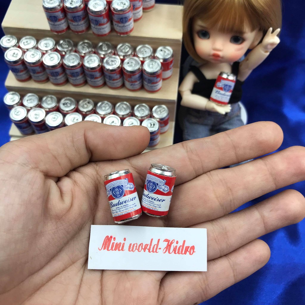 Combo 2pcs mô hình chai nước bia mini tí hon dùng cho trang trí nhà búp bê Barbie, BJD, tỉ lệ 1/12, 1/8