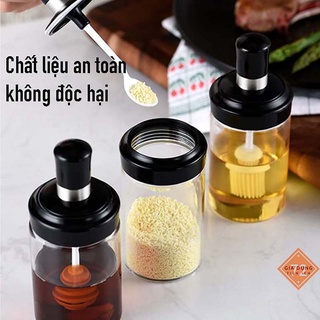 Hũ đựng gia vị thủy tinh kèm muỗng tiện dụng, thiết kế đẹp mắt, trang nhã [HỦ GIA VỊ]