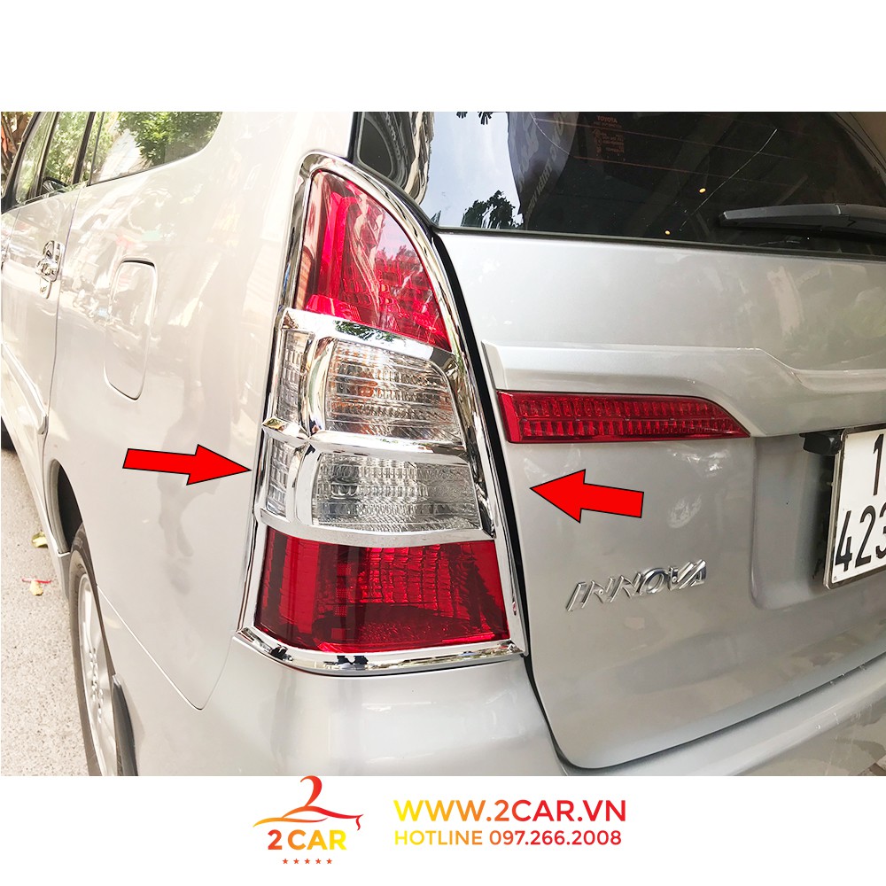 Ốp viền đèn pha, hậu xe Toyota Innova 2012-2016 mạ crom cao cấp