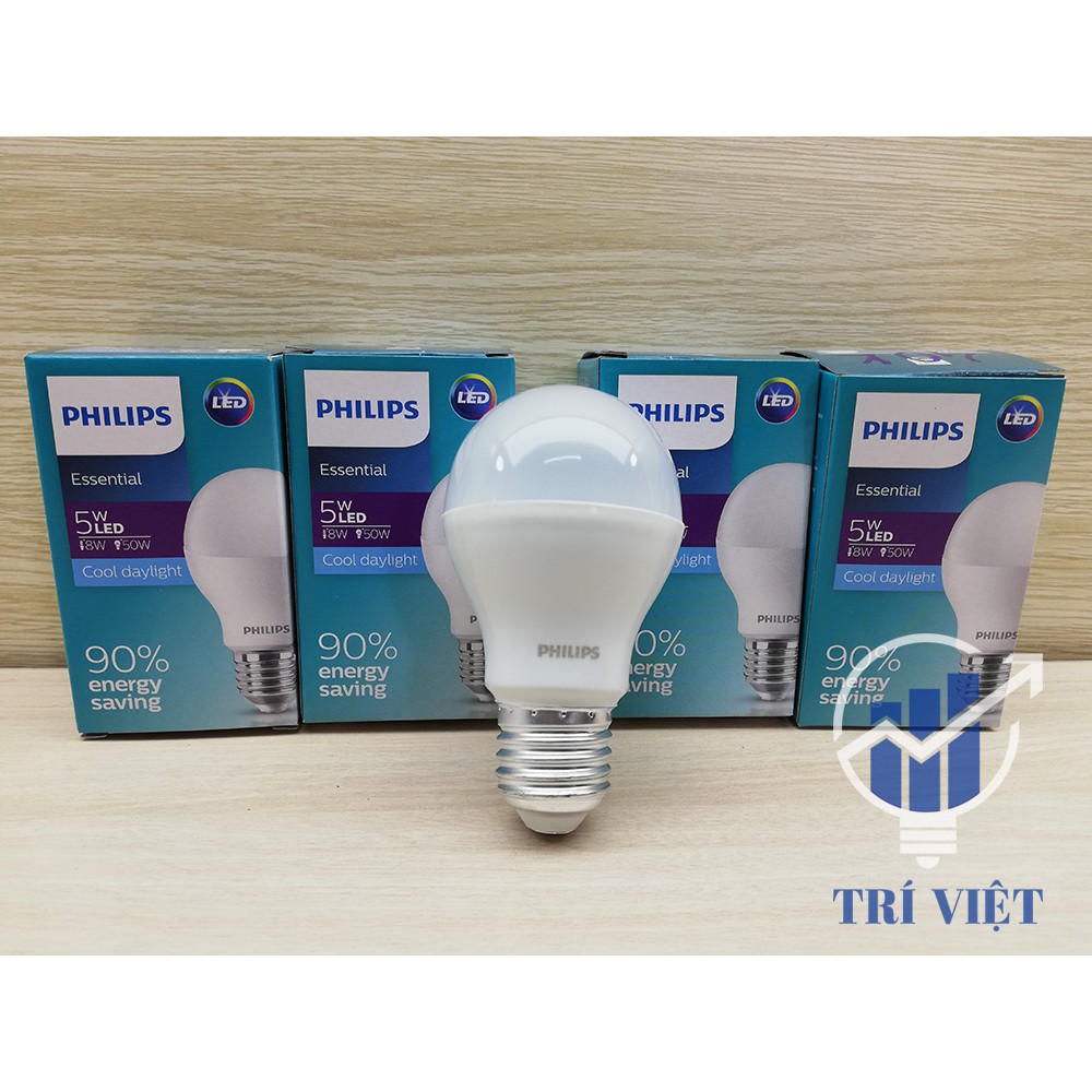 COMBO 12 BÓNG ĐÈN PHILIPS 5W - 6000K (ánh sáng trắng), 3000K (ánh sáng vàng) - Không gây hại cho mắt, ánh sáng êm dịu