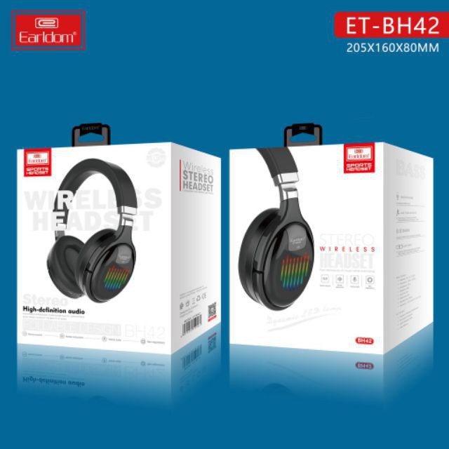 Tai nghe chụp tai bluetooth BH42 LED cảm ứng theo giai điệu âm thanh, pin khủng, âm bass ấn tượng...BH 2 NĂM