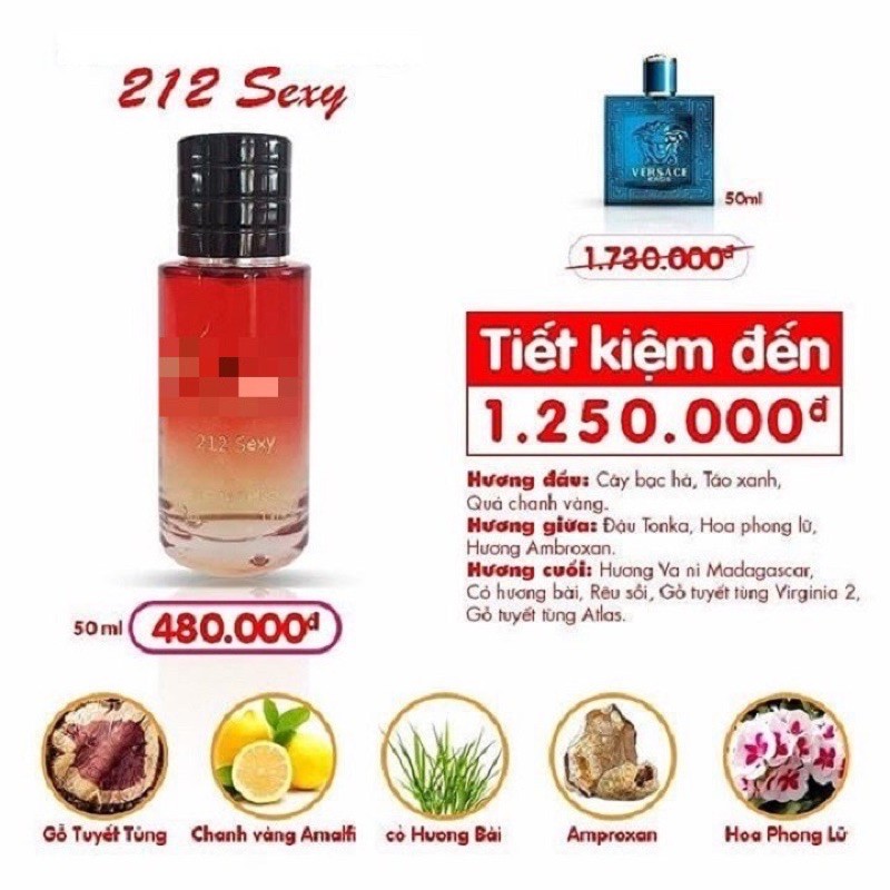 Nước Hoa 212 (50ml) dành cho Nam và Nữ chính hãng - Hương gỗ quyến rũ