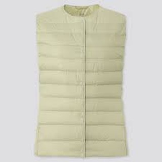 (UNIQLO Nhật chính hãng) Áo gile lông vũ cổ tròn cổ tim nữ (Ultra Light Down Compact Vest)