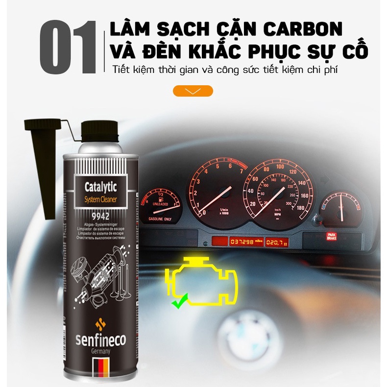 Dung dịch vệ sinh hệ thống xúc tác khí thải Senfineco 9942 Catalytic System Cleaner dung tích 300ml