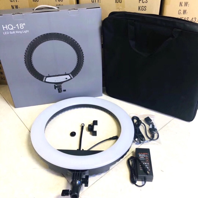 ĐÈN LIVESTREAM MAKUP SIZE 45cm to nhất kèm chân cao 2,1m và kẹp đt chỉnh được 3 màu sáng bảo hành 6 tháng