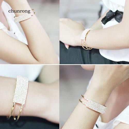 CHU_New Fashion Elegant Women Bangle Wristband Bracelet Crystal Cuff Bling Lady Gift