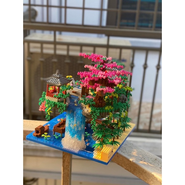 Đồ chơi xếp hình lắp ghép mô hình kiến trúc Trung Quốc Đào Hoa Đảo - đồ deco trang trí, đặt kệ sách