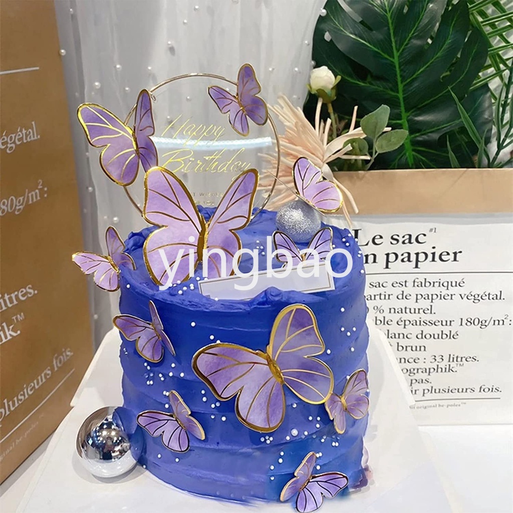 56 Topper Trang Trí Bánh Kem Hình Con Bướm Với 1 Cái Màu Vàng Kim Loại
