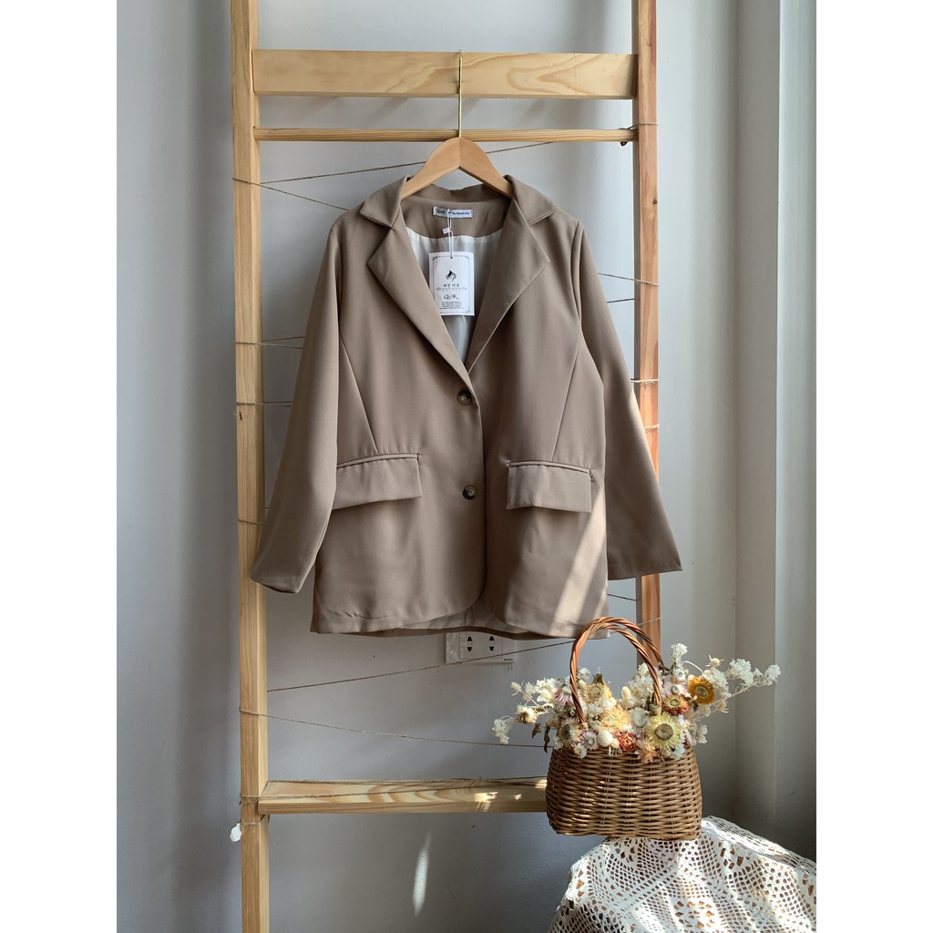 áo blazer hot trend chuẩn hàn 2 lớp một màu duy nhất (ảnh thật/hàng sẵn) | BigBuy360 - bigbuy360.vn