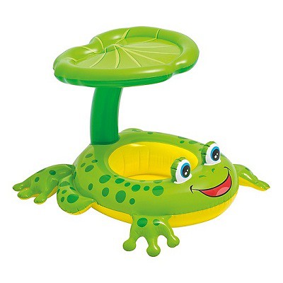 Phao bơi  xỏ chân mái che hình ếch xanh 56584- Bơm tay mini