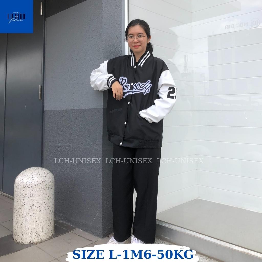 Áo khoác bomber bóng chày nam nữ form rộng vải dù 2 lớp thêu BMOODY dày đẹp LCH