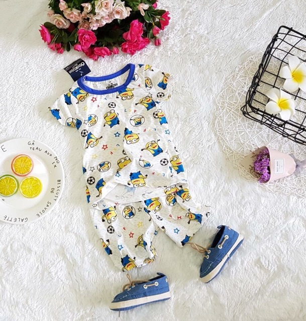 bộ cotton 4c sài gòn cộc tay bé trai 9-21 kg