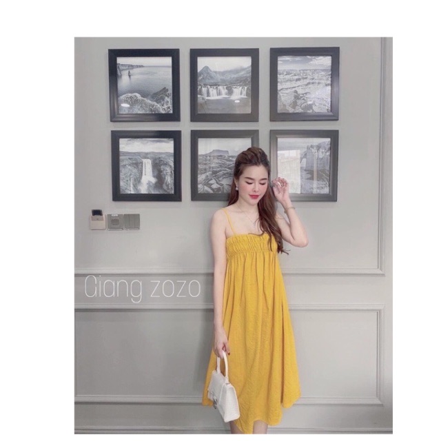 Váy 2 dây ngực 3 chun chất đũi xước 3 màu siêu xinh chất đũi xinh xắn