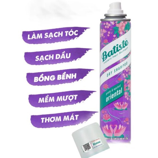 Dầu Gội Khô Giúp Làm Sạch, Tóc Bồng Bềnh Batiste Dry Shampoo