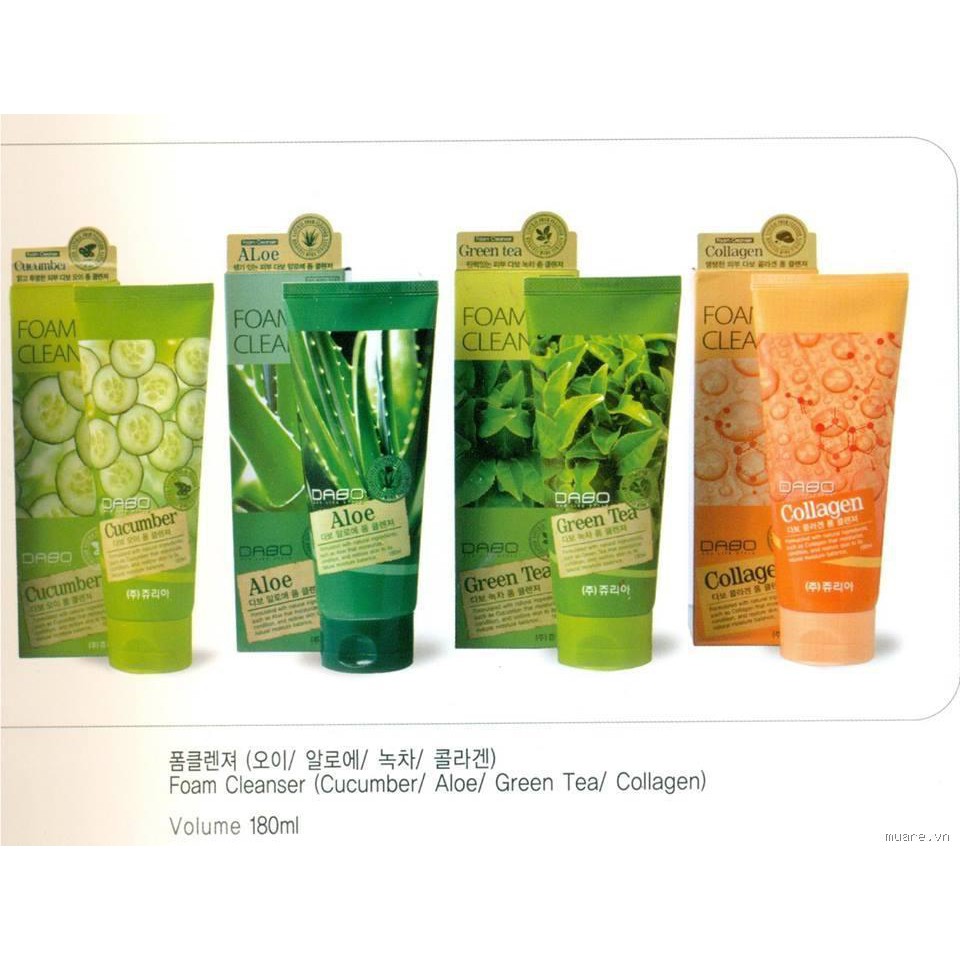 Sữa rửa mặt tinh chất trà xanh Green Tea Dabo Hàn quốc (180ml)