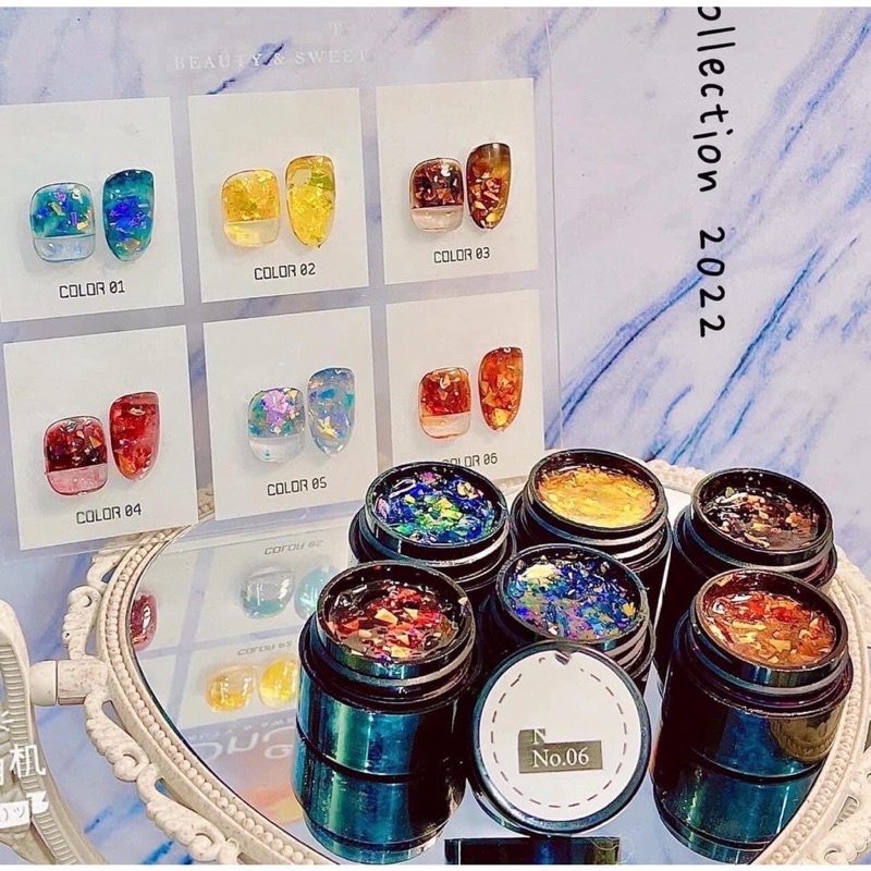 Set Gel nhũ hổ phách 6 màu