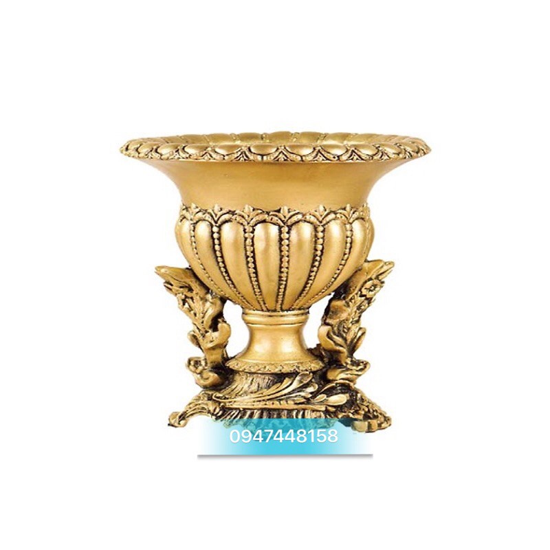 Bình hoa composite dáng bình lá số 1 cao 28cm ( màu đồng )