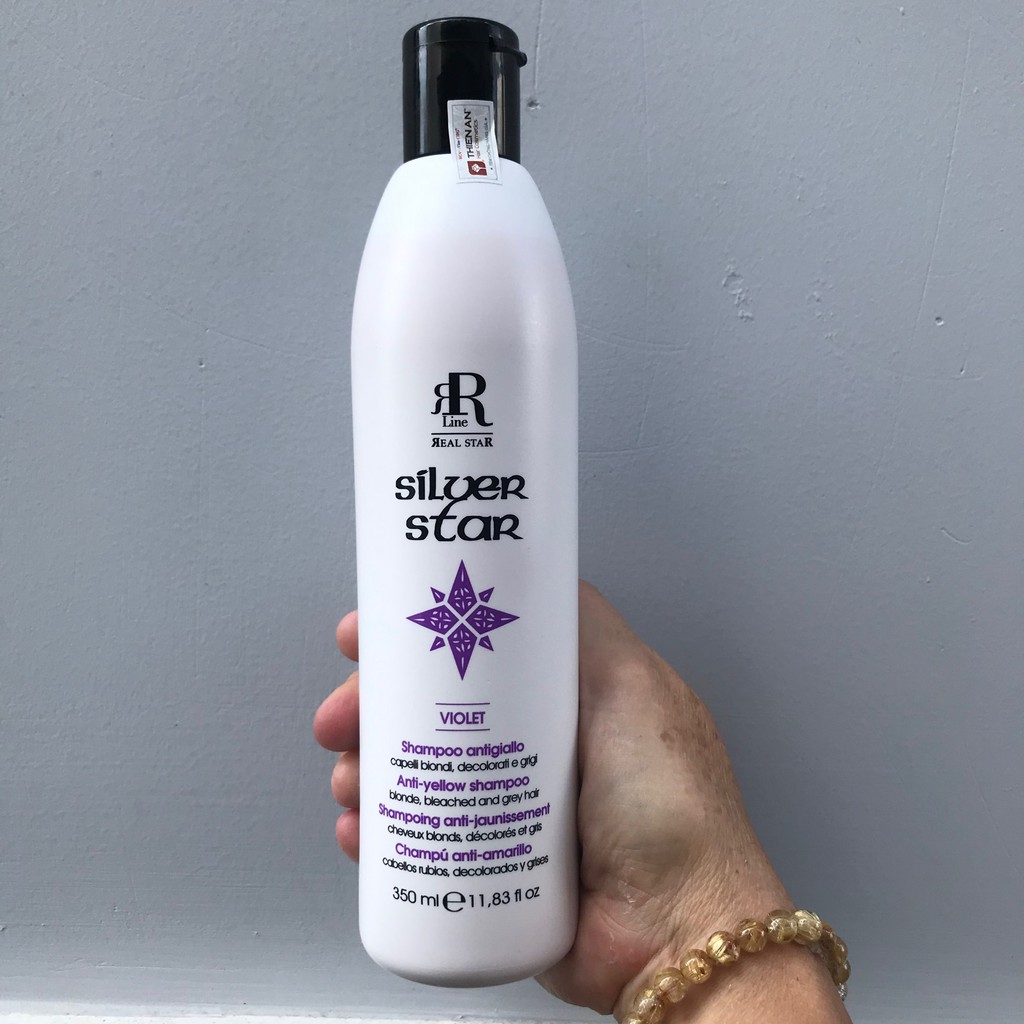 Dầu gội tím khử vàng &amp; chăm sóc tóc vàng sáng RR Line Therapy Star Sliver Shampoo 1000ml