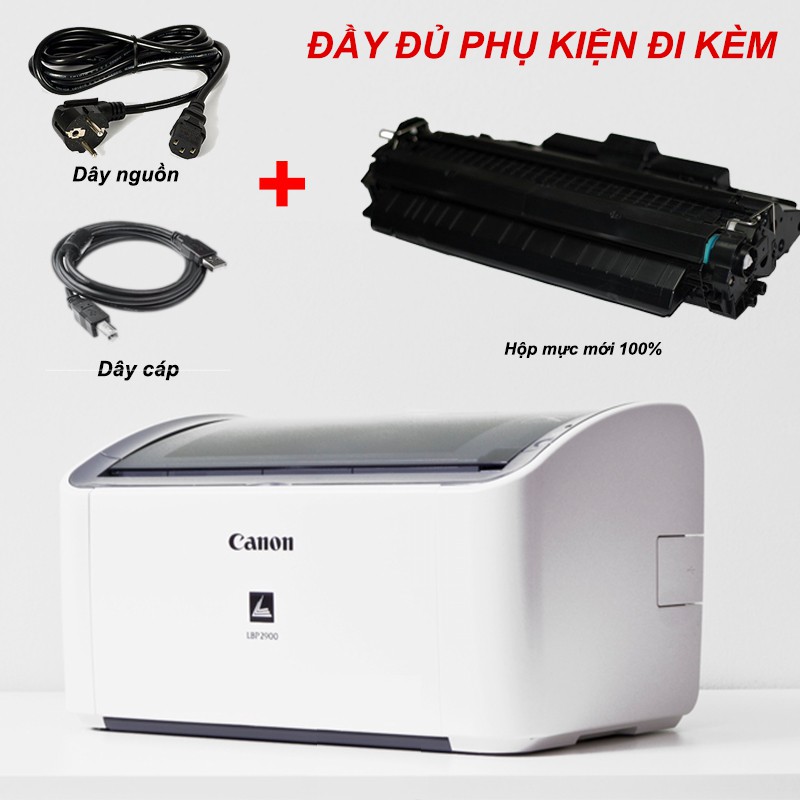 Máy in Canon 2900 1 mặt trắng đen khổ giấy aa đầy đủ phụ kiện kèm theo BH 6TH | Shop hỗ trợ lăp đặt tận nơi HCM