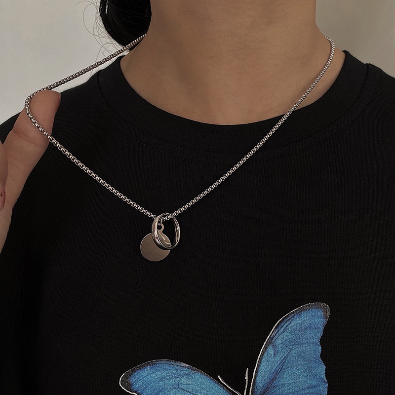 Vòng cổ mặt nhẫn tròn phong cách hip hop cá tính cho nam và nữ