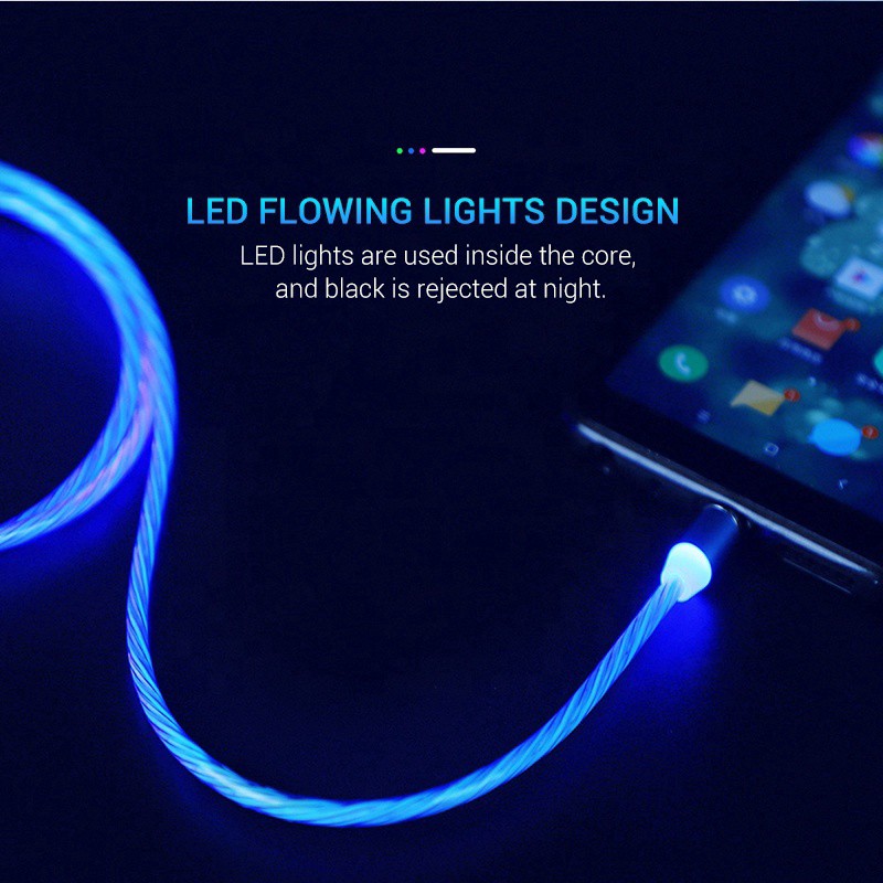 Cáp sạc điện thoại từ tính USB type C có đèn LED thích hợp cho iPhone Samsung