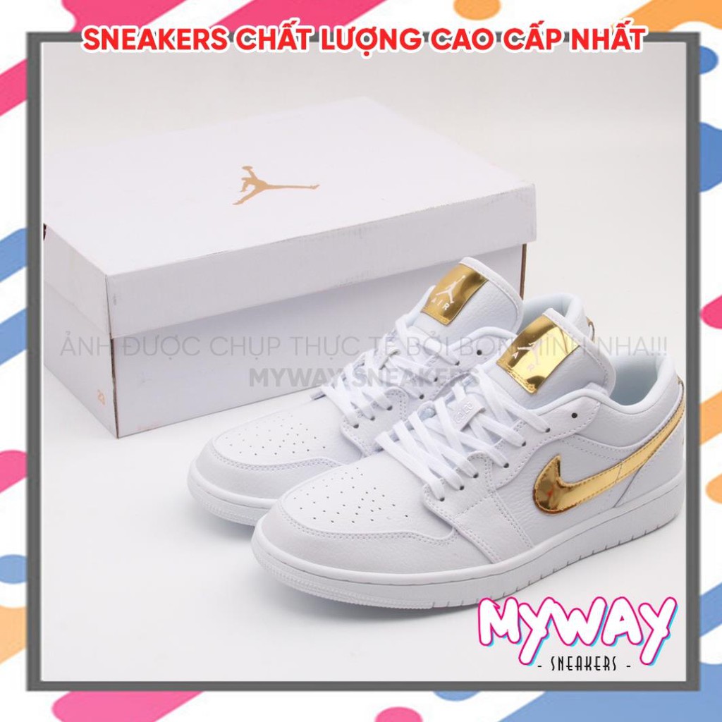 Giày thể thao AIR JORDAN 1 LOW "WHITE METALLIC GOLD" màu trắng gold