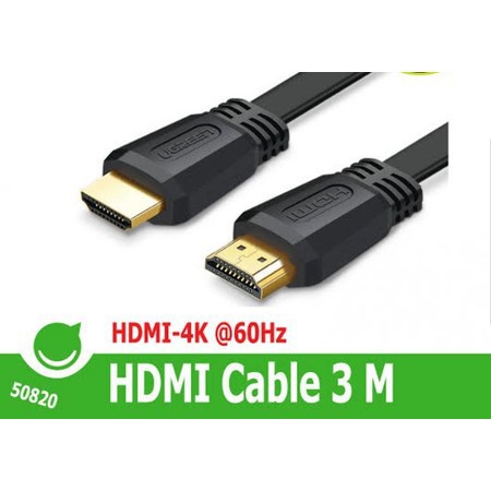 Cáp HDMI 2.0 dẹt dài 3m hỗ trợ 4K@60MHz chính hãng Ugreen 50820