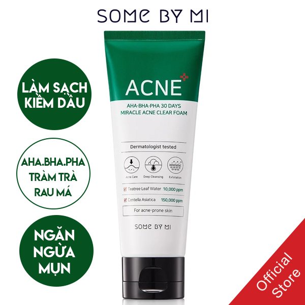 Sữa Rửa Mặt Some By Mi AHA-BHA-PHA Cho Da Mụn 100ml 30 Days Miracle Acne Clear Foam