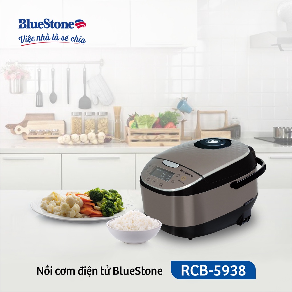 [Mã ELHAMS5 giảm 6% đơn 300K] Nồi Cơm Điện Tử BlueStone RCB-5938, 1.8Lit - 760W, Bảo Hành Chính Hãng 2 Năm