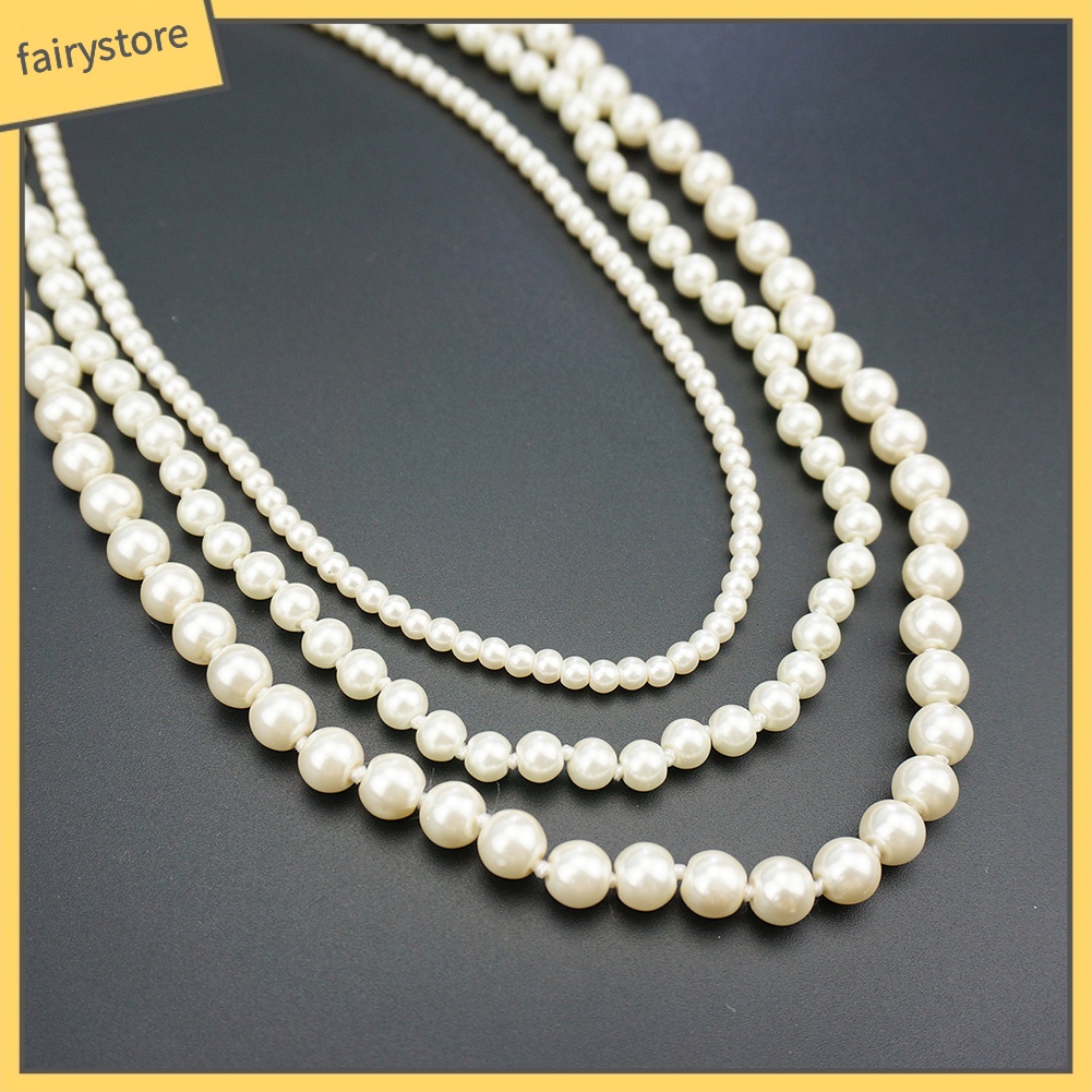 Dây chuyền nhiều lớp đính hạt ngọc trai nhân tạo kiểu dáng thời trang dành cho nữ