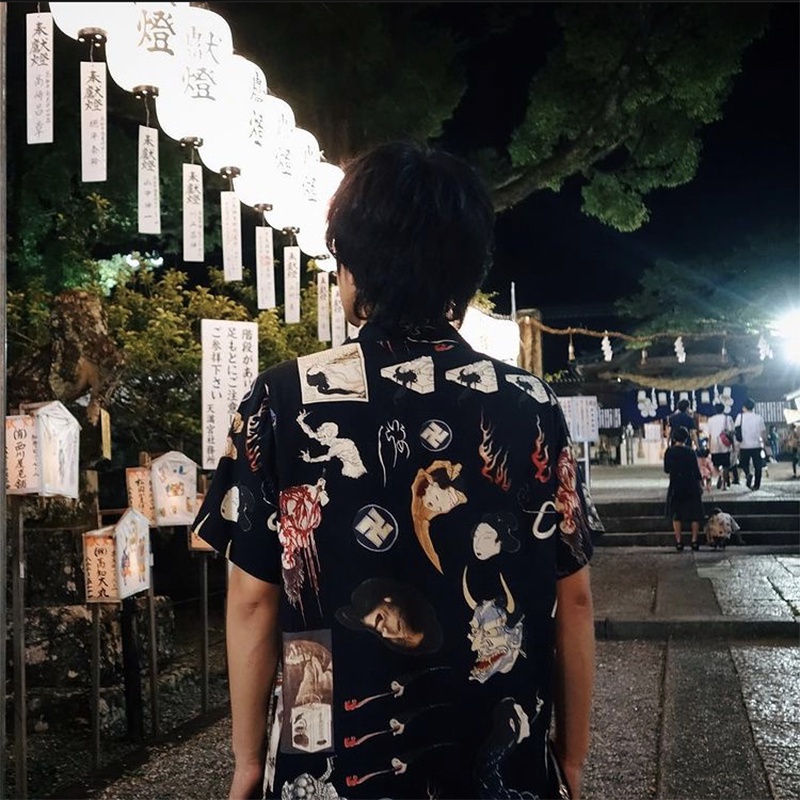 Bán Chạy Nhất WAC &amp; Arian Áo Sơ Mi Tay Ngắn In Hình Hundred Ghosts Night Walk Size Lớn Unisex