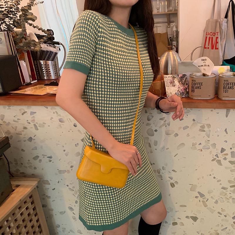 Đầm ôm body cổ tròn họa tiết kẻ sọc ngang thời trang gợi cảm cho phái nữ