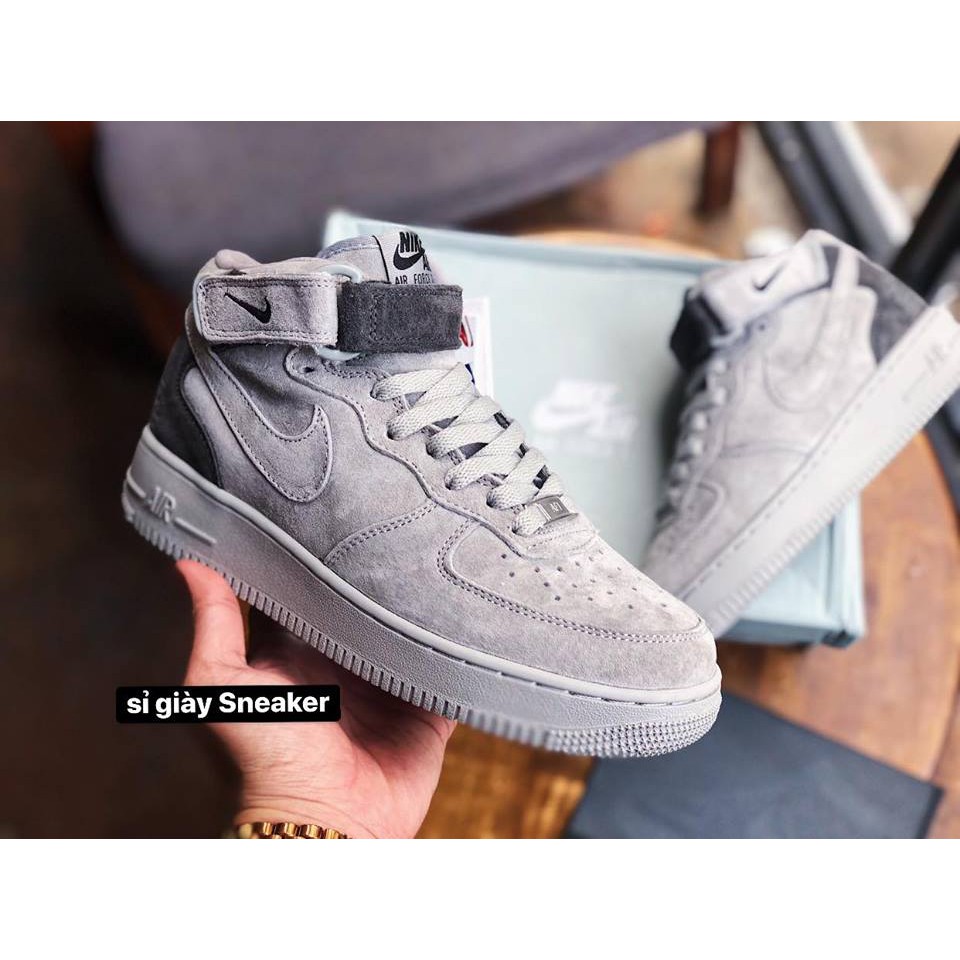 Giày thể thao Airforce 1 cổ MID x RC, màu xám ghi