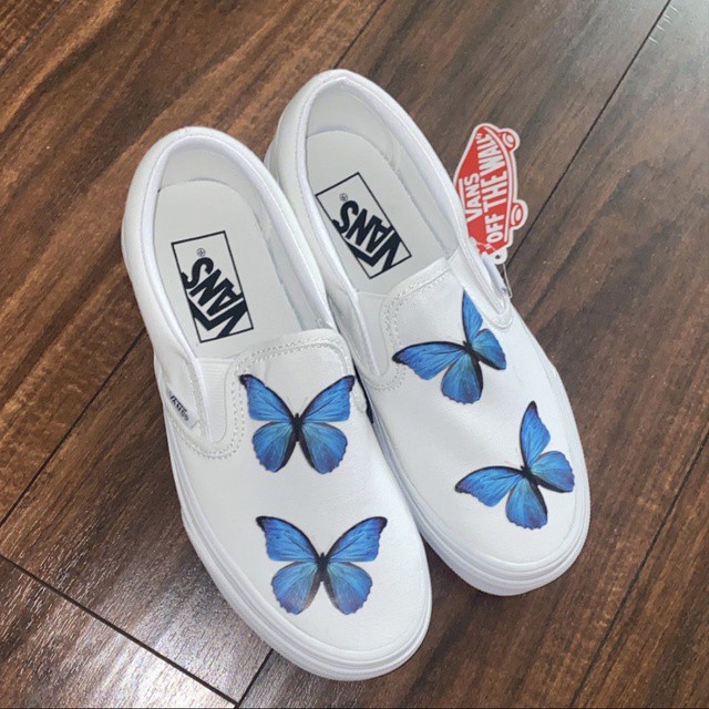 Combo Custom Giày Blue Butterfly- Miếng dán chuyển nhiệt trang trí giày