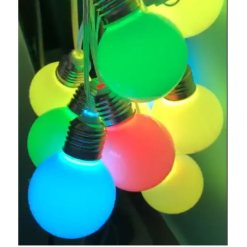 Dây bóng đèn  trang trí 7 màu tự động đổi màu, chống nước ngoài trời, dây 10 bóng dài 5m có thể nối tiếp dài
