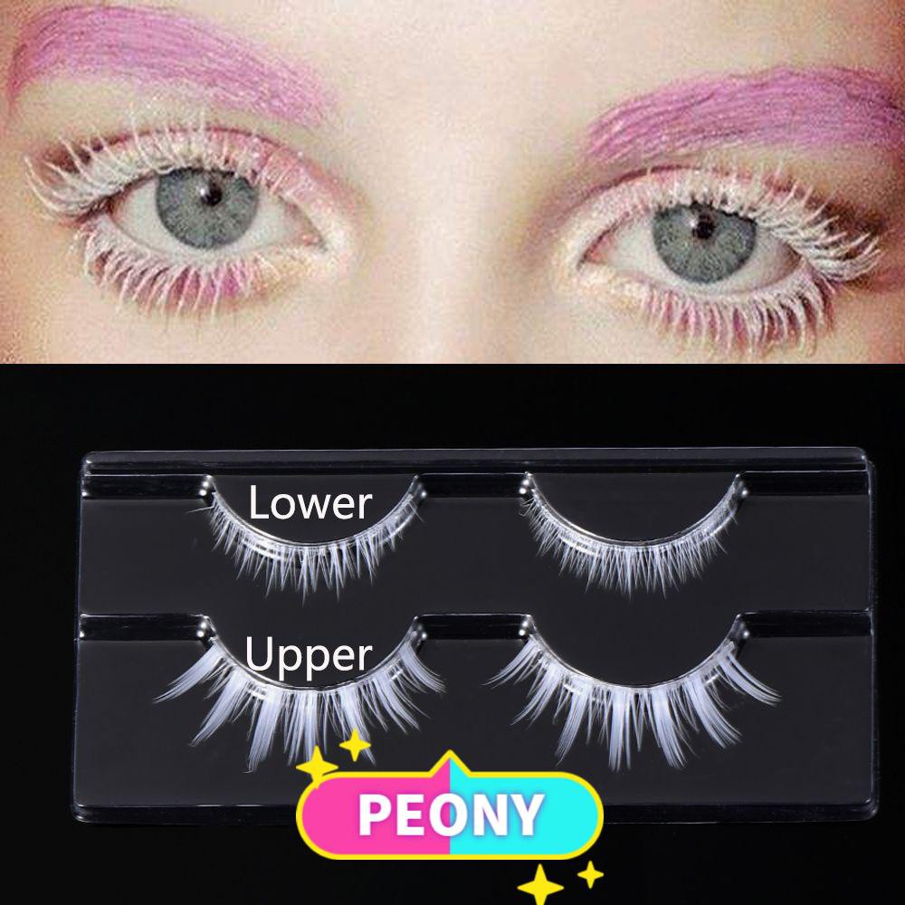 Set 2 Cặp Lông Mi Giả Màu Trắng Bằng Lụa Mềm Nhẹ Hóa Trang Halloween