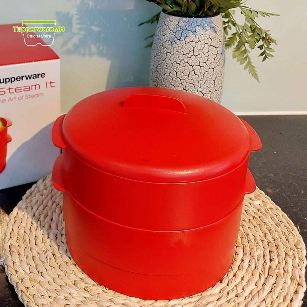 Xửng hấp Steam It 2 tầng TUPPERWARE đỏ chất liệu chịu nhiệt cao tiện dụng đa năng