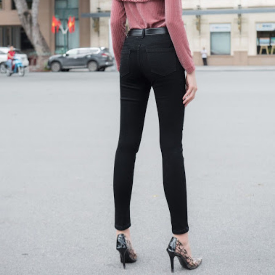 Quần jean nữ xịn H&H Luxury - Quần Skin Đen Vải mềm lên dáng cực chuẩn, dài chân, ôm eo - Thời trang nữ | BigBuy360 - bigbuy360.vn