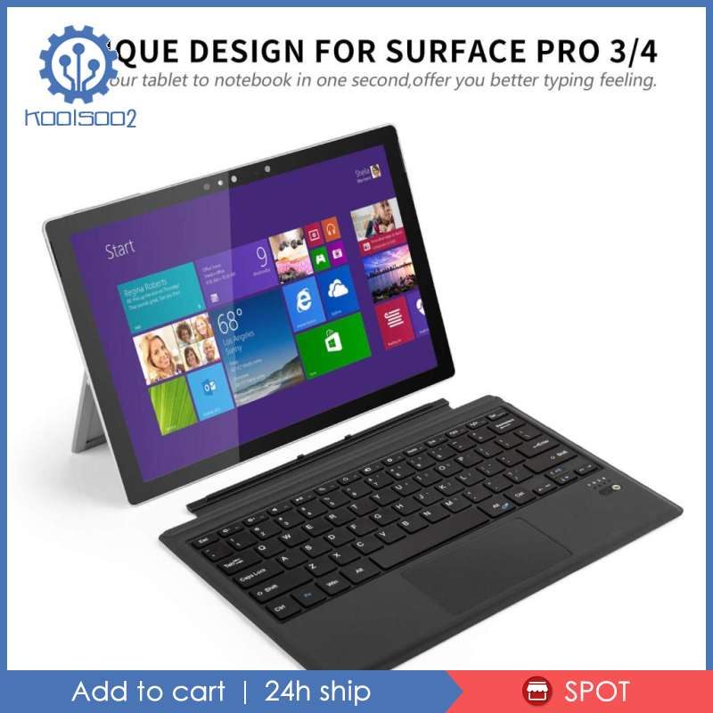 Bàn phím bluetooth mỏng nhỏ gọn không dây với bàn di chuột cảm ứng cho Surface Pro 3/4