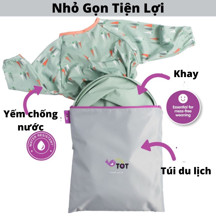 Yếm ăn dặm blw cho bé chống thấm dài tay Tidy Tot YAD002