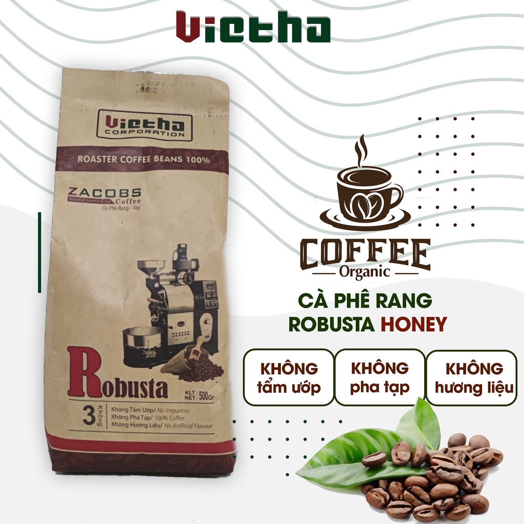 Cà Phê hạt rang ROBUSTA HONEY rang mộc nguyên chất thượng hạng