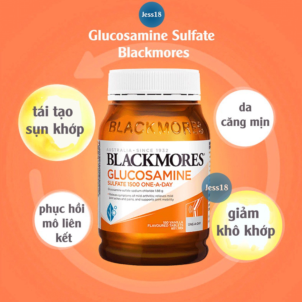 [HÀNG CHÍNH HÃNG] Viên uống Blackmores Glucosamine 1500mg Úc 180 viên mẫu mới