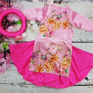 SET ÁO DÀI IN HOA KÈM MẤN