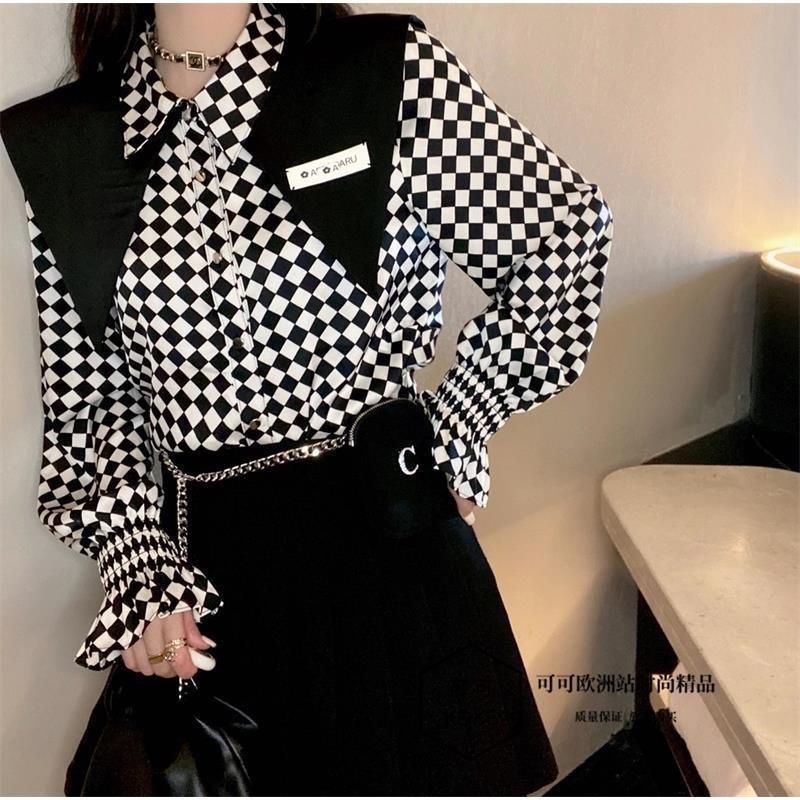 Áo Sơ Mi Nữ Dáng Rộng Họa Tiết Caro Phong Cách Mới