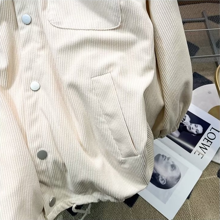 Áo khoác nam thời trang vải nhung trơn corduroy áo khoác ve áo nam phong cách Hàn Quốc đơn giản đơn ngực đơn áo khoác nam áo khoác nữ giản dị áo khoác dài tay lỏng lẻo