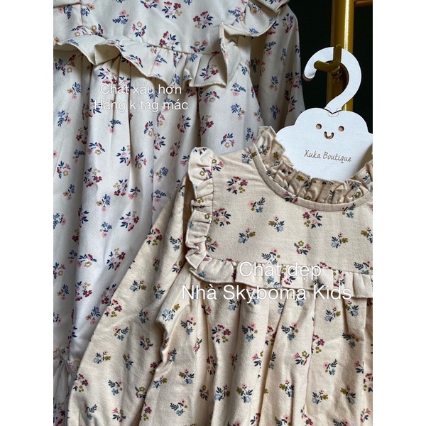 Váy Babydoll Bé Gái dài tay hoa nhí Vintage style Hàn Quốc chất cực đẹp [ Ảnh Thật]