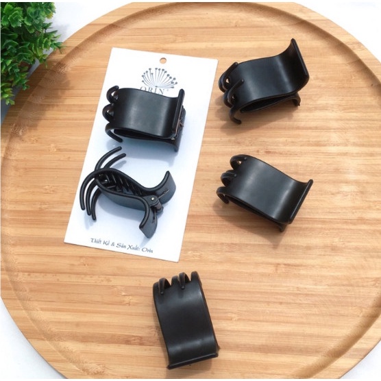 Set 2 Kẹp tóc càng cua 5 răng 3 răng đen nhám đen bóng cho nữ KT003